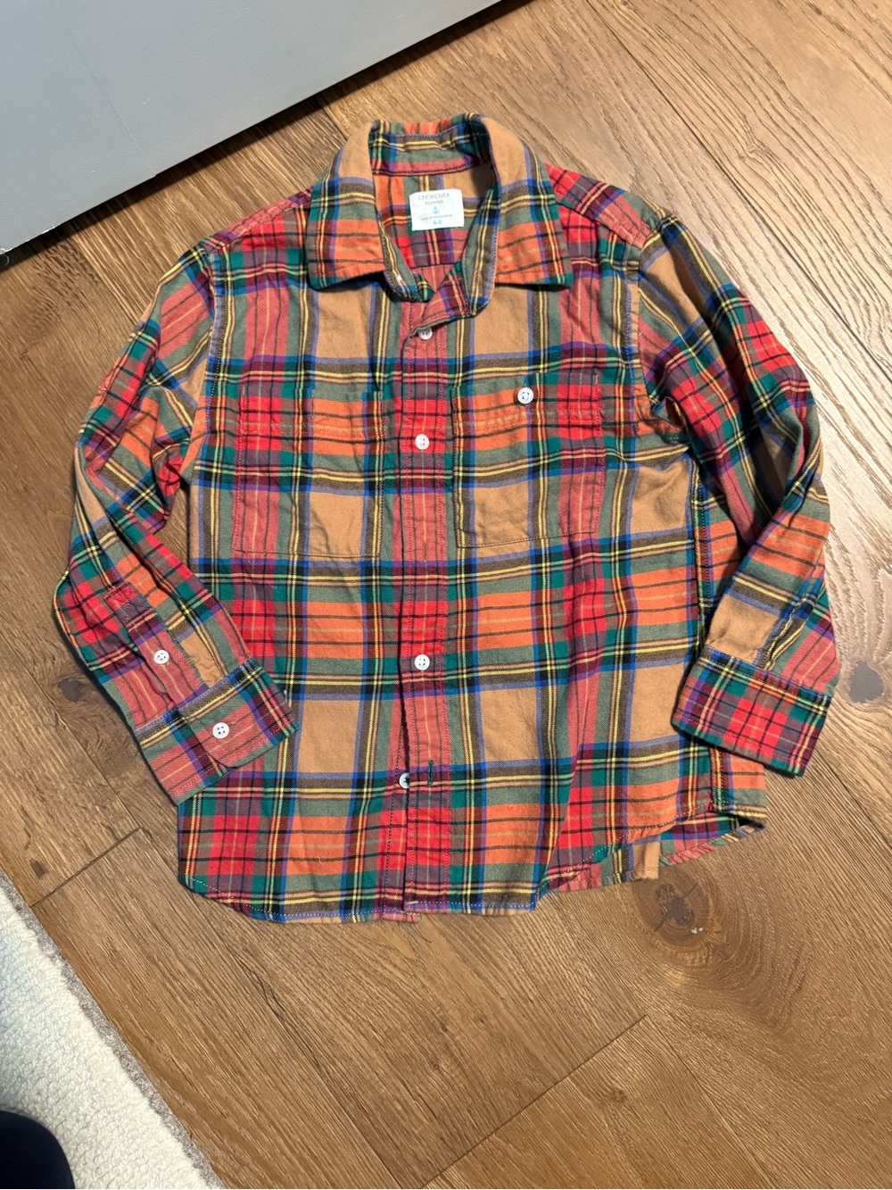 J. Crew Kids Plaid Button-Down Shirt in Red, Tan & Green
